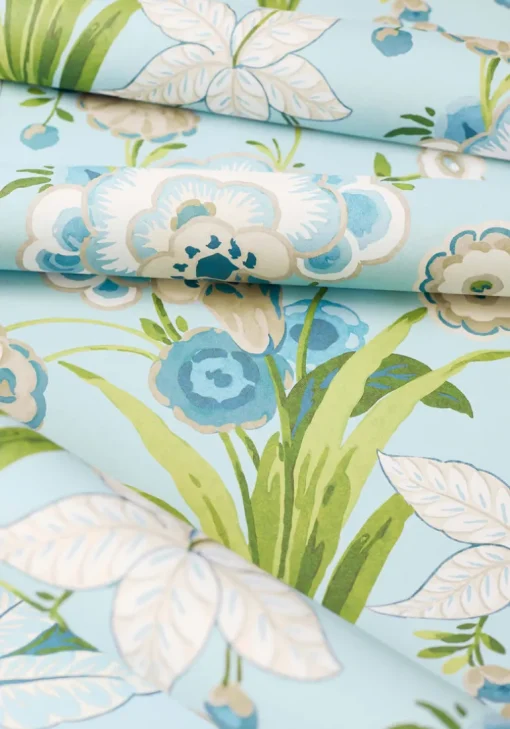 Thibaut Eden Pasadena Wallpaper - Spa Blue