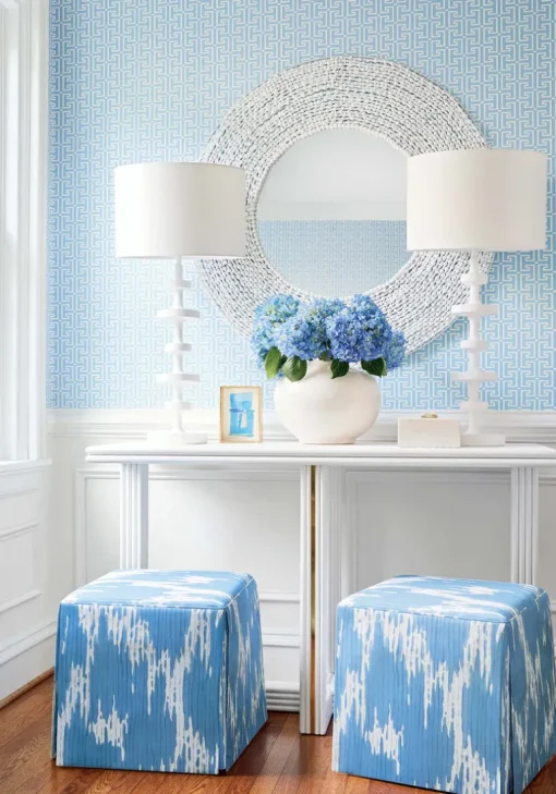 Thibaut Eden T-Square Wallpaper - Light Blue