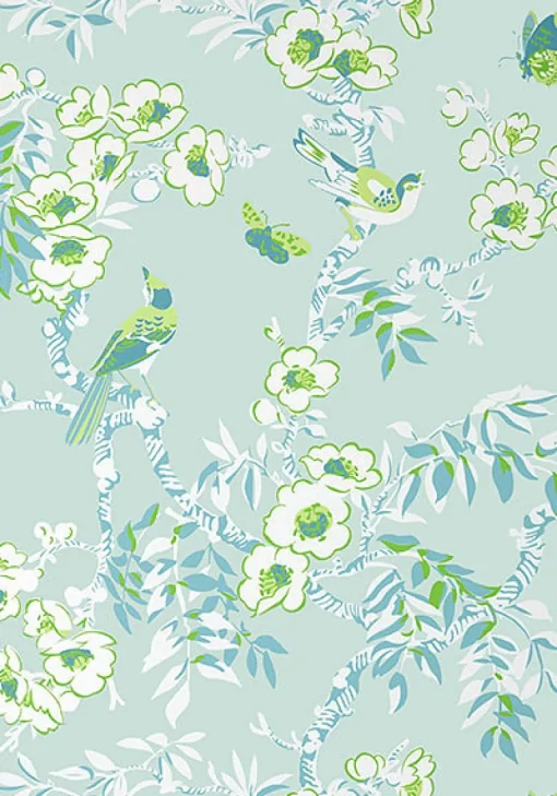 Thibaut Eden Yukio Wallpaper - Spa Blue