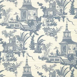 Thibaut Grand Palace Empress Court Wallpaper - Navy
