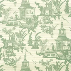 Thibaut Grand Palace Empress Court Wallpaper - Green