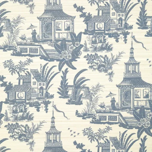 Thibaut Grand Palace Empress Court Wallpaper - Navy