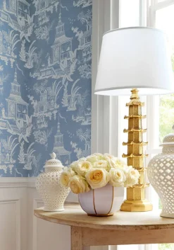 Thibaut Grand Palace Empress Court Wallpaper - Blue