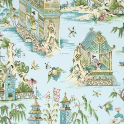 Thibaut Grand Palace Wallpaper - Spa Blue