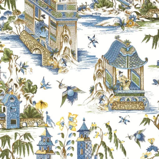 Thibaut Grand Palace Wallpaper - Blue & Green