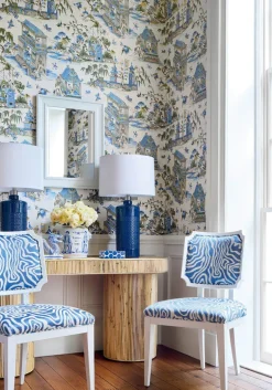 Thibaut Grand Palace Wallpaper - Blue & Green