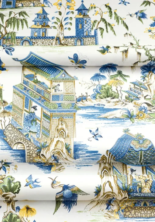 Thibaut Grand Palace Wallpaper - Blue & Green