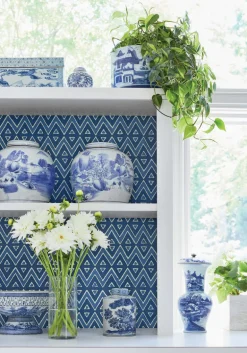 Thibaut Mesa Tiburon Wallpaper - Navy Blue