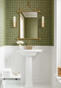 Thibaut Modern Resource 3 Square Dance Wallpaper - Olive Green