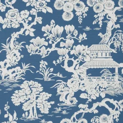 Thibaut Pavilion Japanese Garden Wallpaper - Wedgewood
