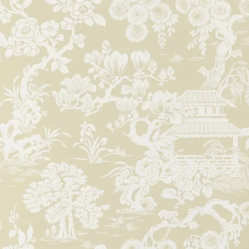 Thibaut Pavilion Japanese Garden Wallpaper - Beige
