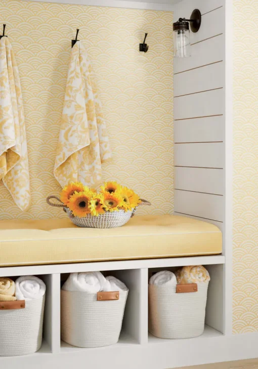 Thibaut Pavilion Maris Wallpaper - Yellow