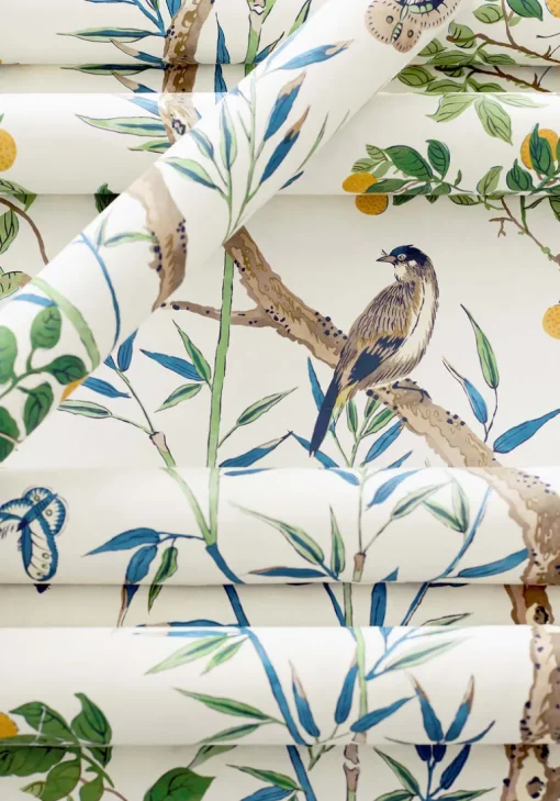 Thibaut Sojourn Claire Wallpaper - Yellow & Navy