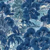 Thibaut Sojourn Pagoda Trees Wallpaper - Blues