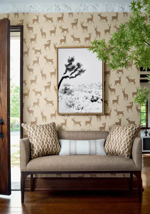 Thibaut Vista Bucks Wallpaper - Birch