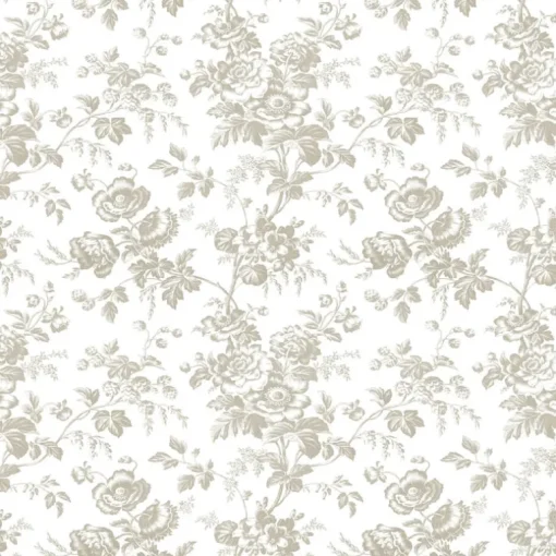 Toile Resource Library Anemone Toile Wallpaper - Brown