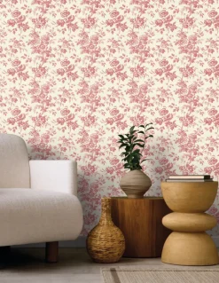 Toile Resource Library Anemone Toile Wallpaper - Red