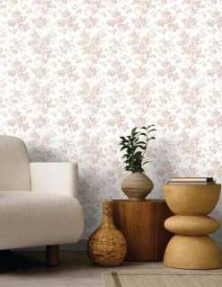 Toile Resource Library Anemone Toile Wallpaper - Pink