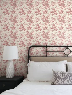 Toile Resource Library Anemone Toile Wallpaper - Red