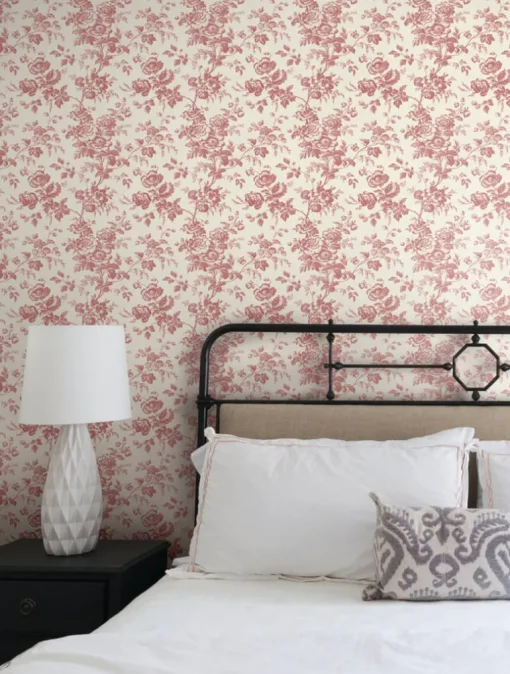 Toile Resource Library Anemone Toile Wallpaper - Red
