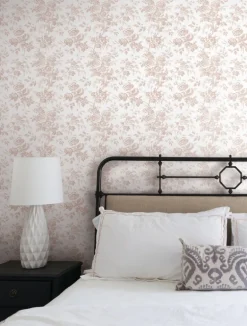 Toile Resource Library Anemone Toile Wallpaper - Pink