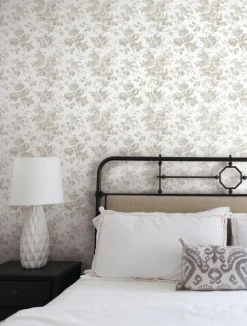 Toile Resource Library Anemone Toile Wallpaper - Brown