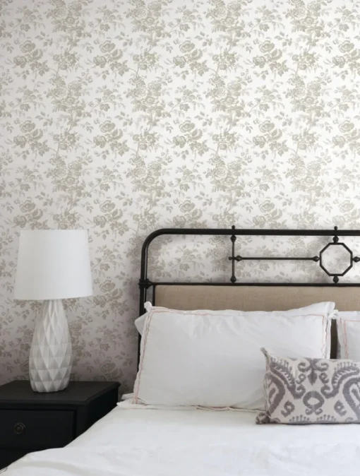 Toile Resource Library Anemone Toile Wallpaper - Brown