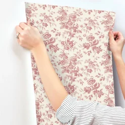Toile Resource Library Anemone Toile Wallpaper - Red