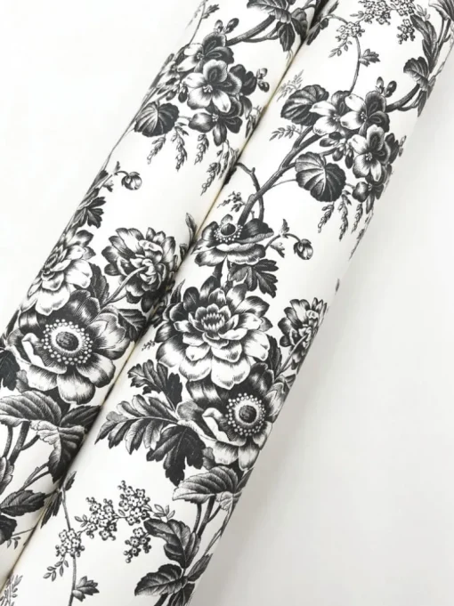Toile Resource Library Anemone Toile Wallpaper - Black