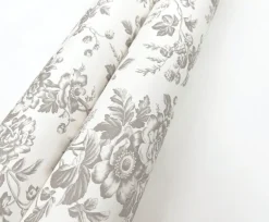 Toile Resource Library Anemone Toile Wallpaper - Brown