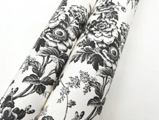 Toile Resource Library Anemone Toile Wallpaper - Black
