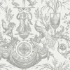 Toile Resource Library Avian Fountain Toile Wallpaper - Gray
