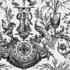 Toile Resource Library Avian Fountain Toile Wallpaper - Black