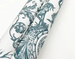 Toile Resource Library Avian Fountain Toile Wallpaper - Blue