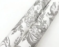 Toile Resource Library Avian Fountain Toile Wallpaper - Gray