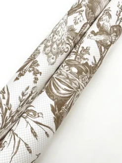 Toile Resource Library Avian Fountain Toile Wallpaper - Brown