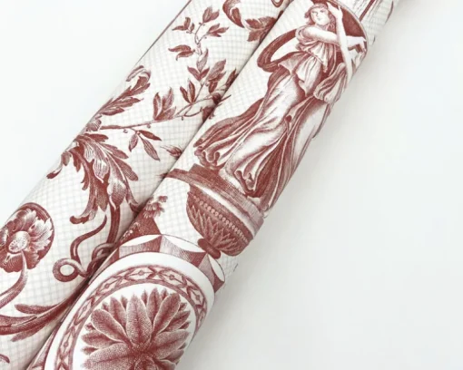 Toile Resource Library Avian Fountain Toile Wallpaper - Red