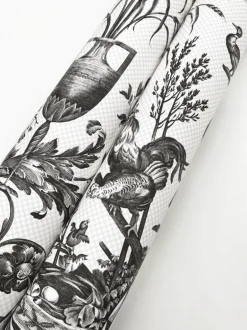 Toile Resource Library Avian Fountain Toile Wallpaper - Black
