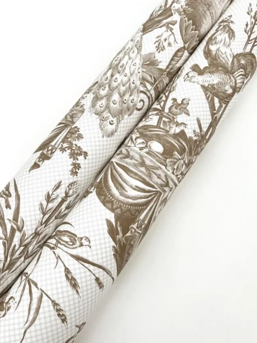 Toile Resource Library Avian Fountain Toile Wallpaper - Brown