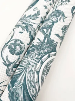 Toile Resource Library Avian Fountain Toile Wallpaper - Blue