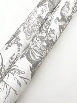 Toile Resource Library Avian Fountain Toile Wallpaper - Gray