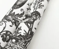 Toile Resource Library Avian Fountain Toile Wallpaper - Black