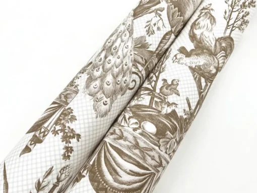 Toile Resource Library Avian Fountain Toile Wallpaper - Brown