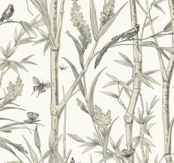 Toile Resource Library Bambou Toile Wallpaper - White