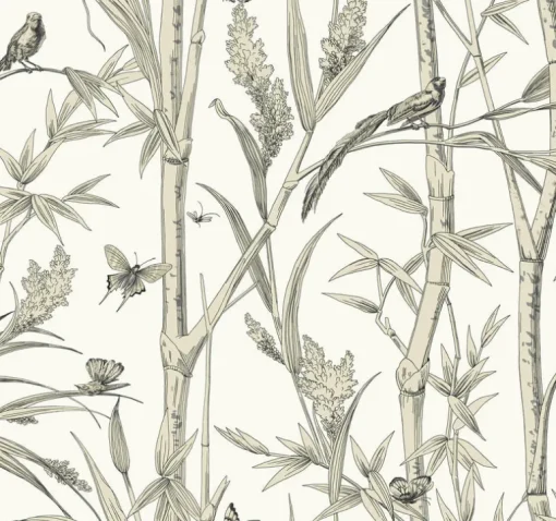Toile Resource Library Bambou Toile Wallpaper - White