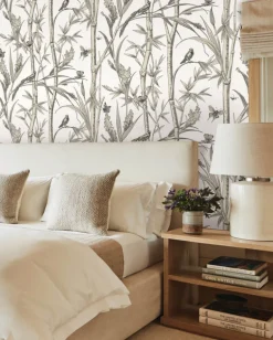 Toile Resource Library Bambou Toile Wallpaper - White