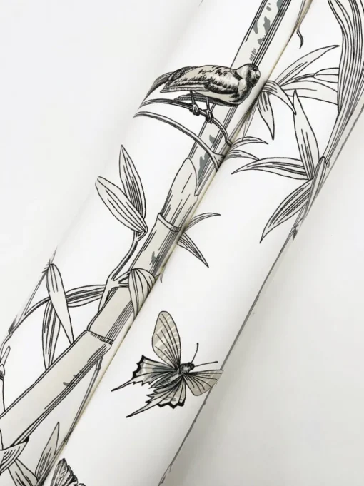 Toile Resource Library Bambou Toile Wallpaper - White