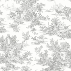 Toile Resource Library Campagne Toile Wallpaper - Gray