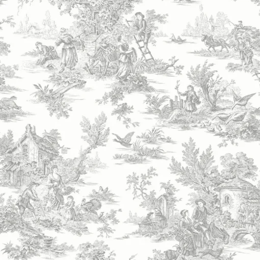 Toile Resource Library Campagne Toile Wallpaper - Gray