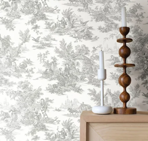 Toile Resource Library Campagne Toile Wallpaper - Gray